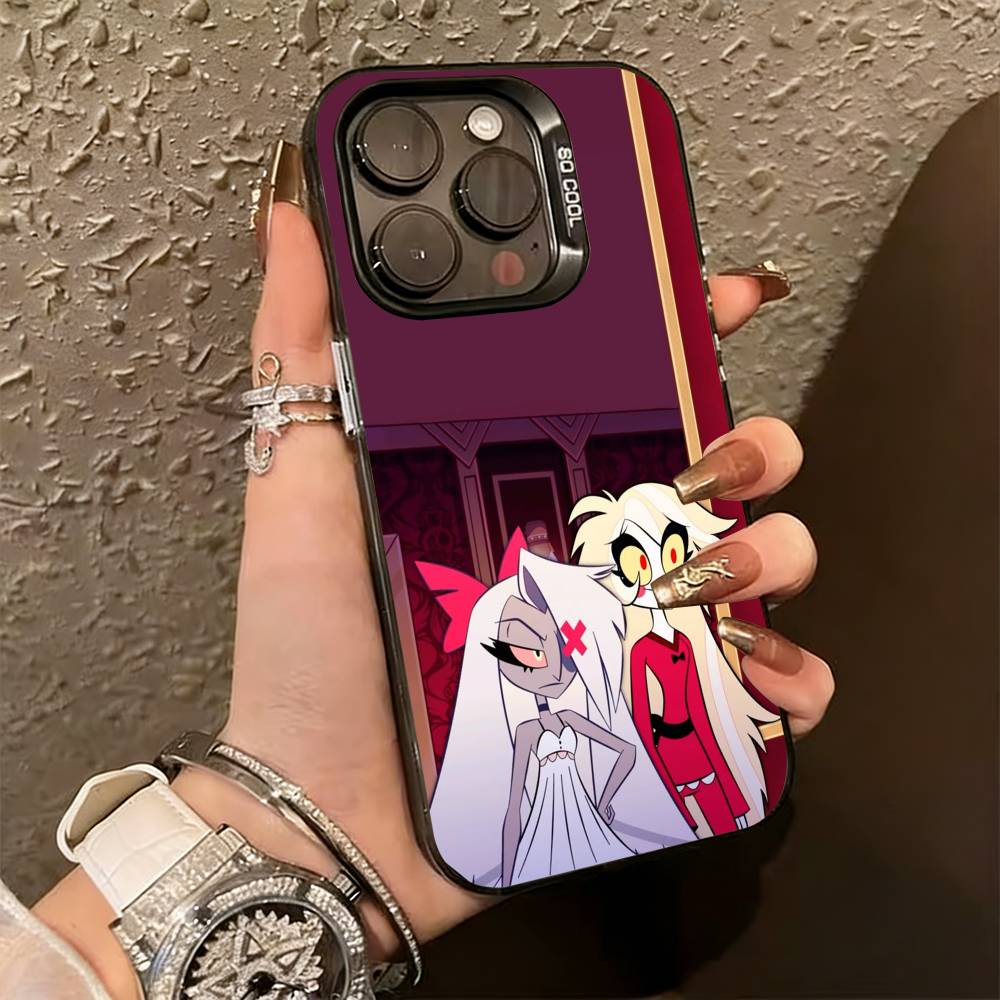 H-hazbin hotel V-veggie Phone Case For iPhone 17,16,15,14,13,12,11 Plus,Pro Max,XS,Colorful Silver Black Cover