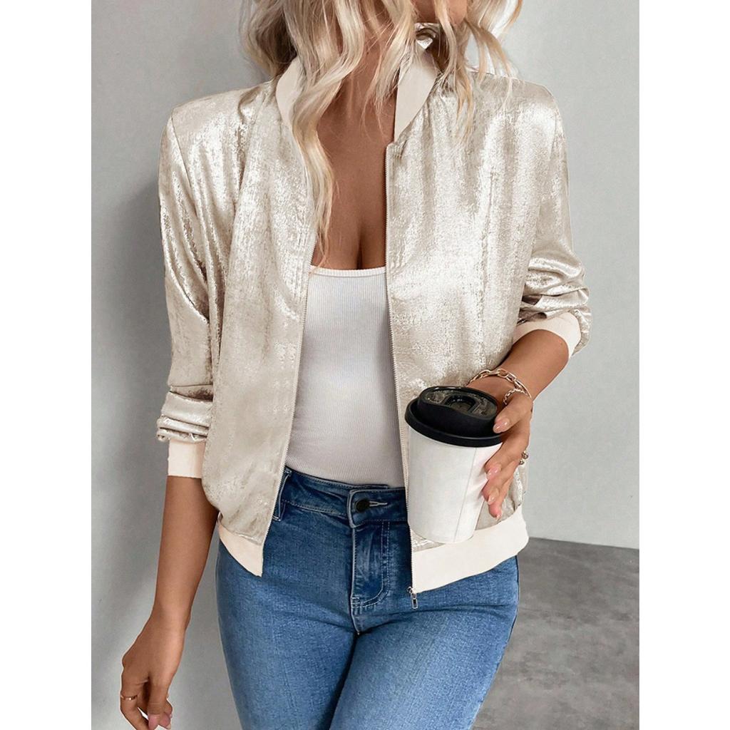Spring Autumn New Solid Color Patchwork Slim Thin Fashion Casual Jacket Outerwear for Women European American Crossbody Style