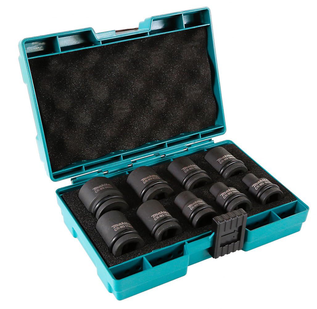 

Makita Socket Set of with Storage for Impact 9, 1/2-inch (12.7mm) Drive, D-41517, Case, Wrench. Sizes 8/10/12/13/14/16/17/19/21mm [Used]