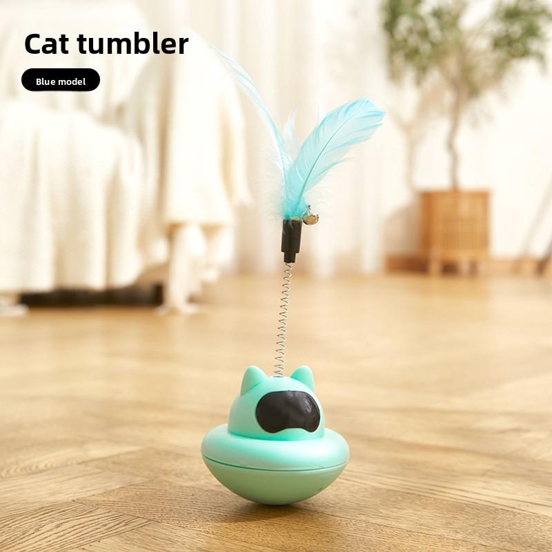 New Suction Cup Cat Toy - Standing Figure Toy with Feathers - Cat Self-amusement Toy for Relieving Boredom - Lazy Person's Cat Toy