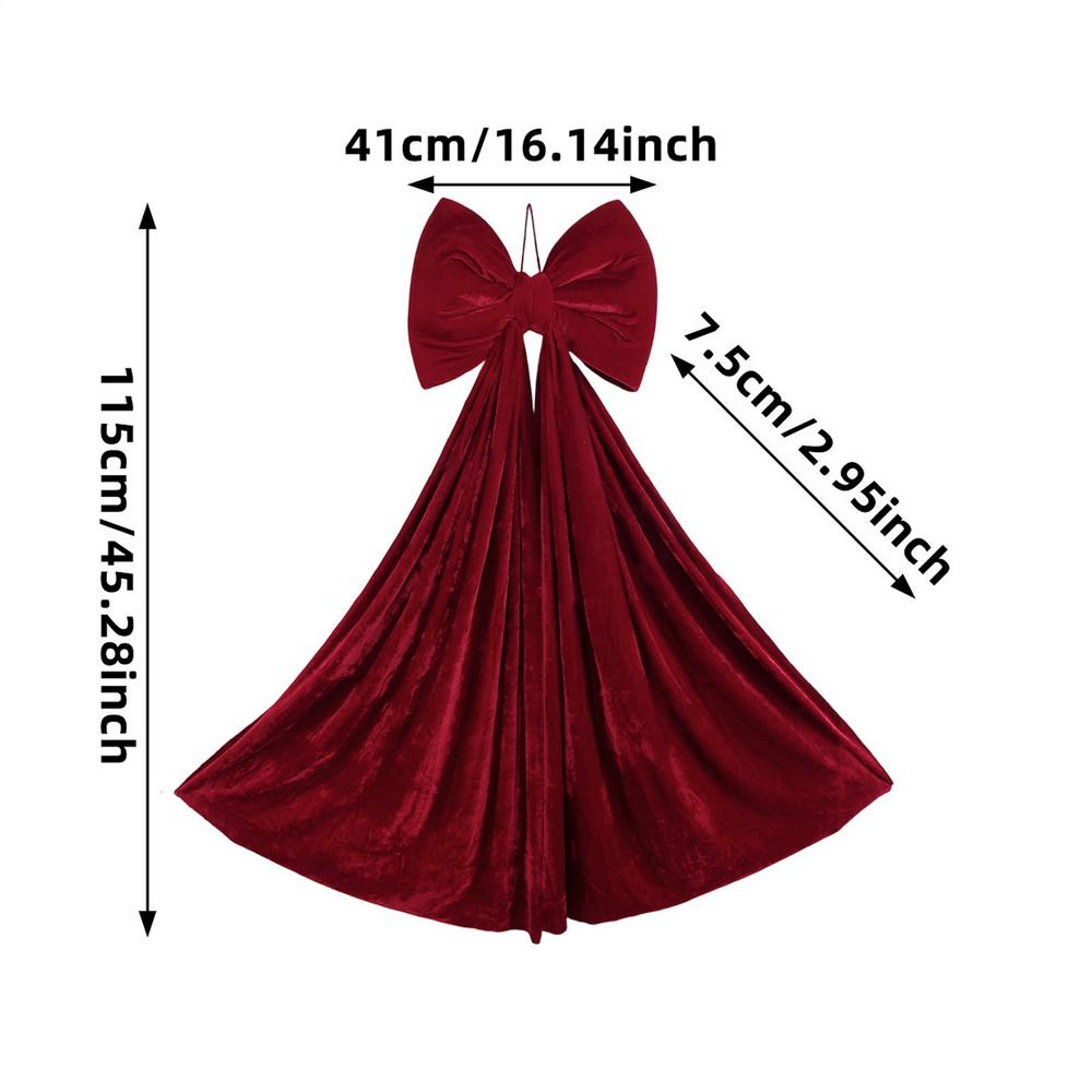 Super Large Christmas Bow Pendant Velvet Christmas Bow Christmas Tree Decoration Wine Red Non Fallen Bow Tree Pendant Decor Gift Velvet bow