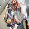 Print Silk Scarf Hijab Women Spring Deisgn Soft Beach Stoles Elegant Head Scarves Echarpe Shawl Satin Large Wrap Echarpe Bandana