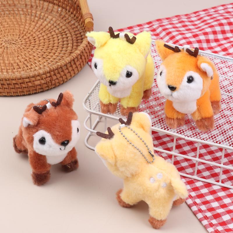 Cute Sika Deer Plush Keychain Stuffed Animal Soft Pendant for School Bag Girly Purse Car Keys Gift Use