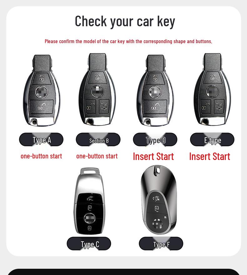 Mercedes-Benz E300L Key Cover: Suede Grade with Buckle for Men's C260LC200L GLC/GLB220