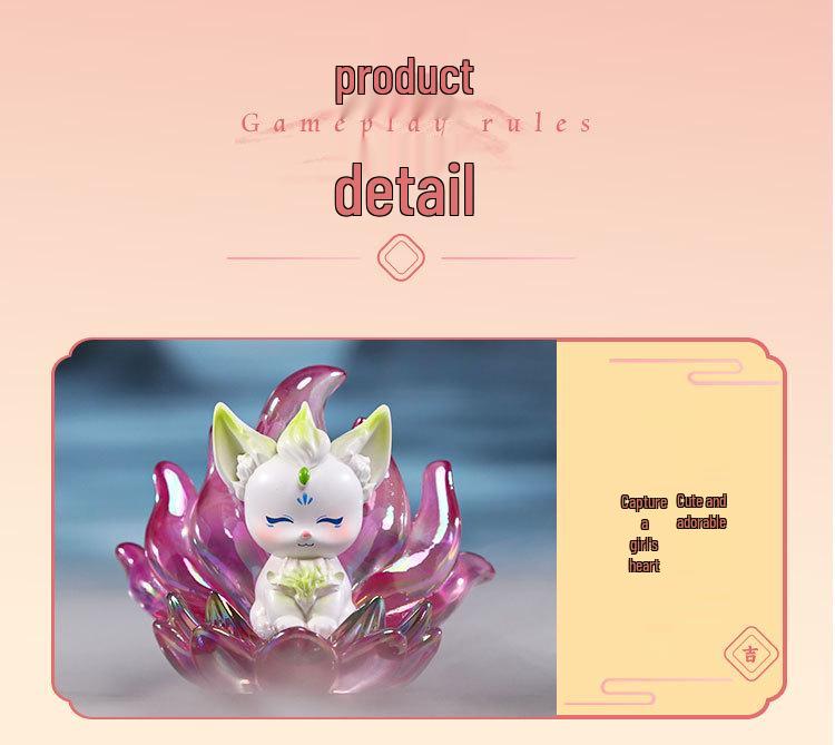 New Shanghai Spirit Fox Trendy Blind Box Figurine - Nine-Tailed Fox Resin Desktop Ornament