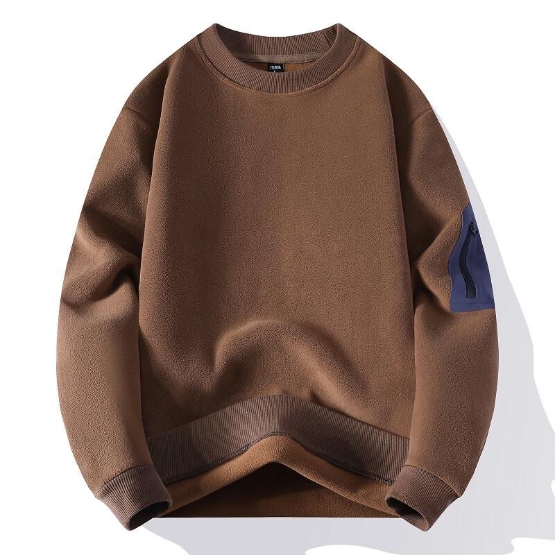 Fengxiao Men's Plush Thickened Pullover Sweatshirt