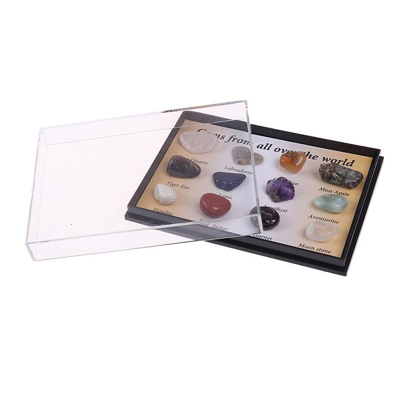 12 stk/eske Chakrasteiner Naturstein Reiki Healing Edelstener Agat