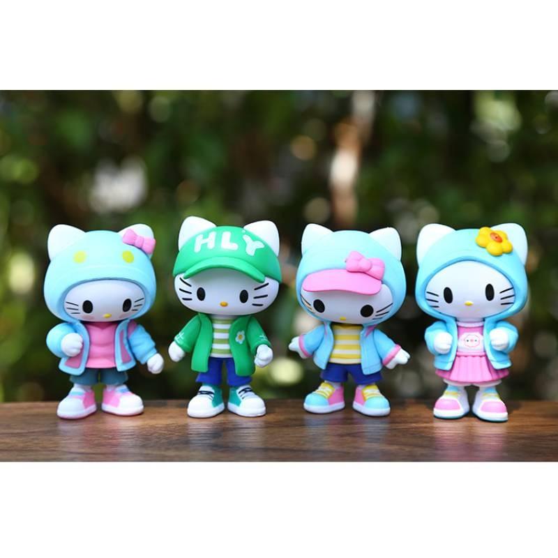 Adorable Kt Cat Figurine Cute Fashionable Pvc Cat Doll For Home Desk Decoration