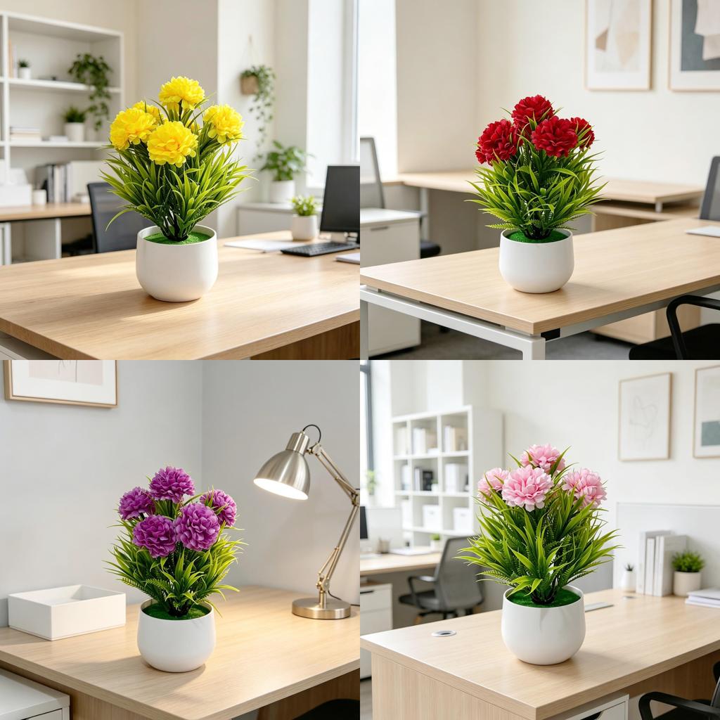 Spring Grass Artificial Flower Garden Decor With Plastic Chrysanthemum For Home And Outdoor Use