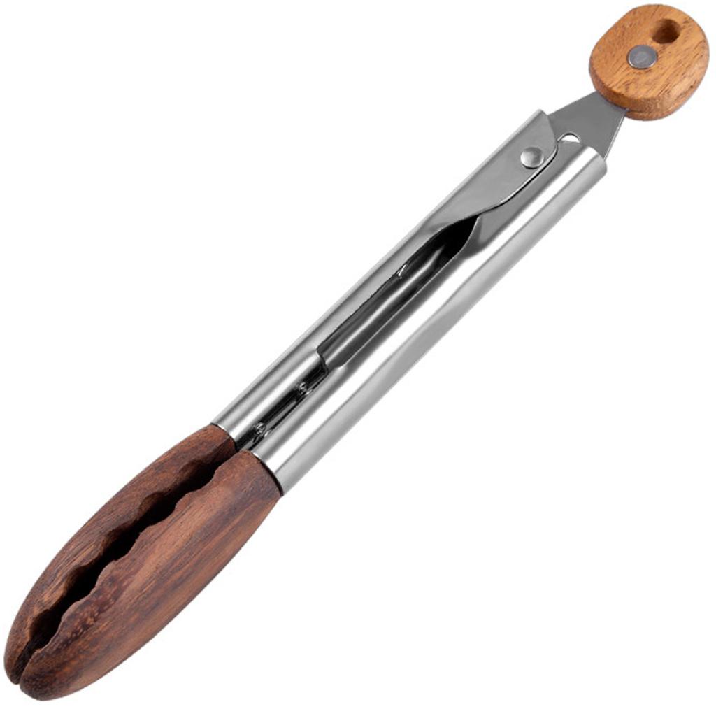 Premium Wooden Tongs with Stainless Steel Tips Barbecue Wood Tongs Perfect for Cooking Grilling and Salad Serving