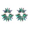 Pinkdudu Multi-Color & Green Rhinestone Earrings Ultra Sparkle Statement Studs PD1064
