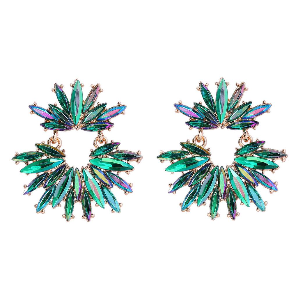 Pinkdudu Multi-Color & Green Rhinestone Earrings Ultra Sparkle Statement Studs PD1064