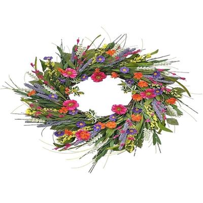 Artificial Flower Wreath 22inch Spring Wreath for Front Door Wall Wedding Party