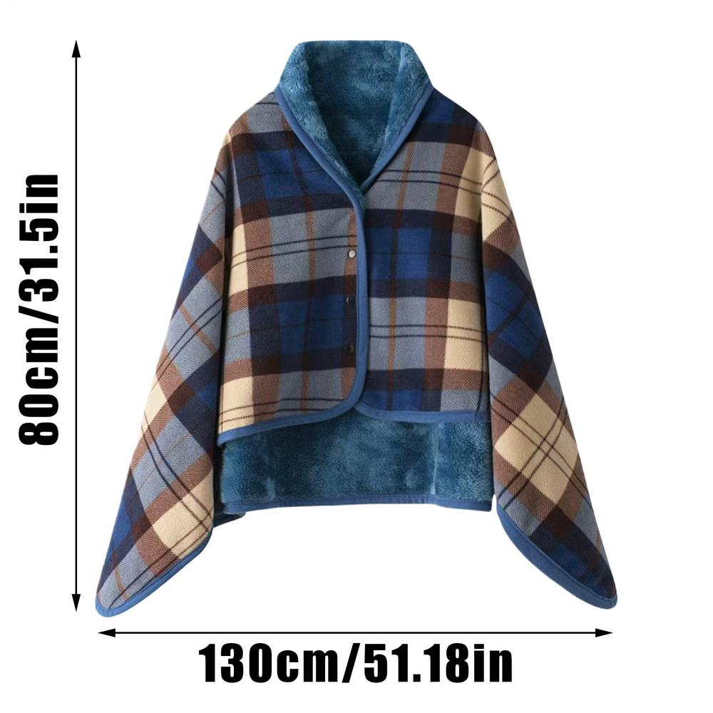 

Plaid Shawl Wearable Warm Cape With Buttons Winter Scarf For Mother Girlfriend Home Travel Winter Christmas Holiday Thanksgiving S синій