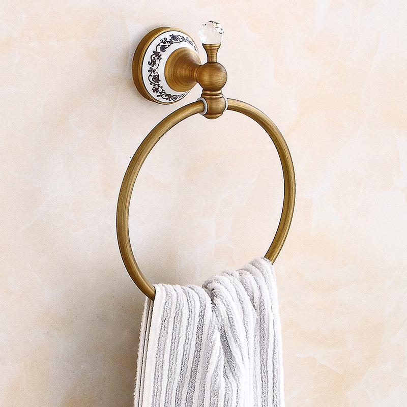 Antique Brass Bathroom Towel Rack & Accessories Set