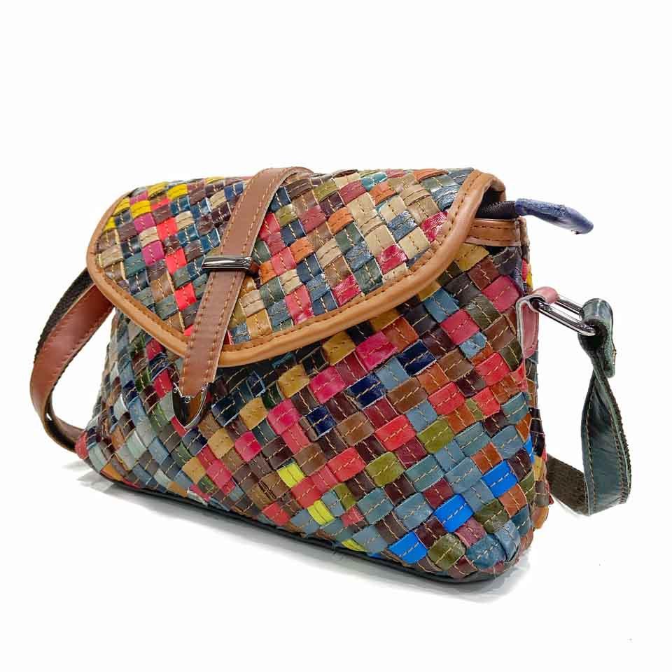 Tide Bag Women'S Bag Hand-Woven Contrasting Color Cowhide Color Square Bag Single Shoulder Women'S Bag