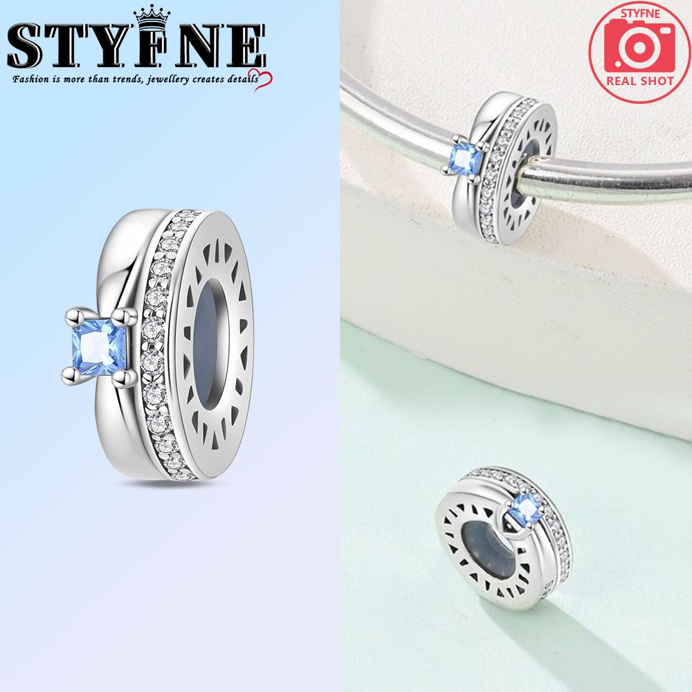 

Blue and White Zircon Princess Diamond Ring Couple Heart Bead Charms Charm Bracelets Compatible With copper Womens Necklaces Do It Yourself Jewellery