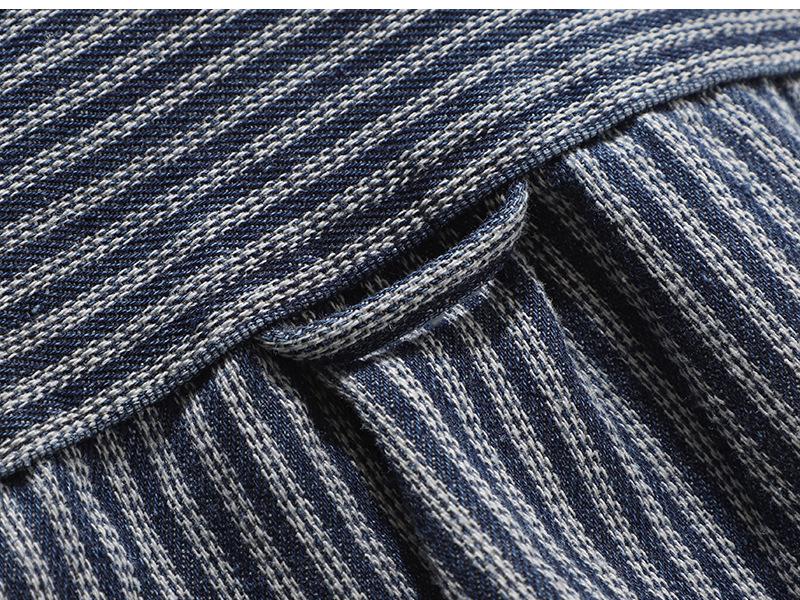 Men's American Retro Stripe Denim Shirt - Trendy Long Sleeve Jacket for Spring & Autumn