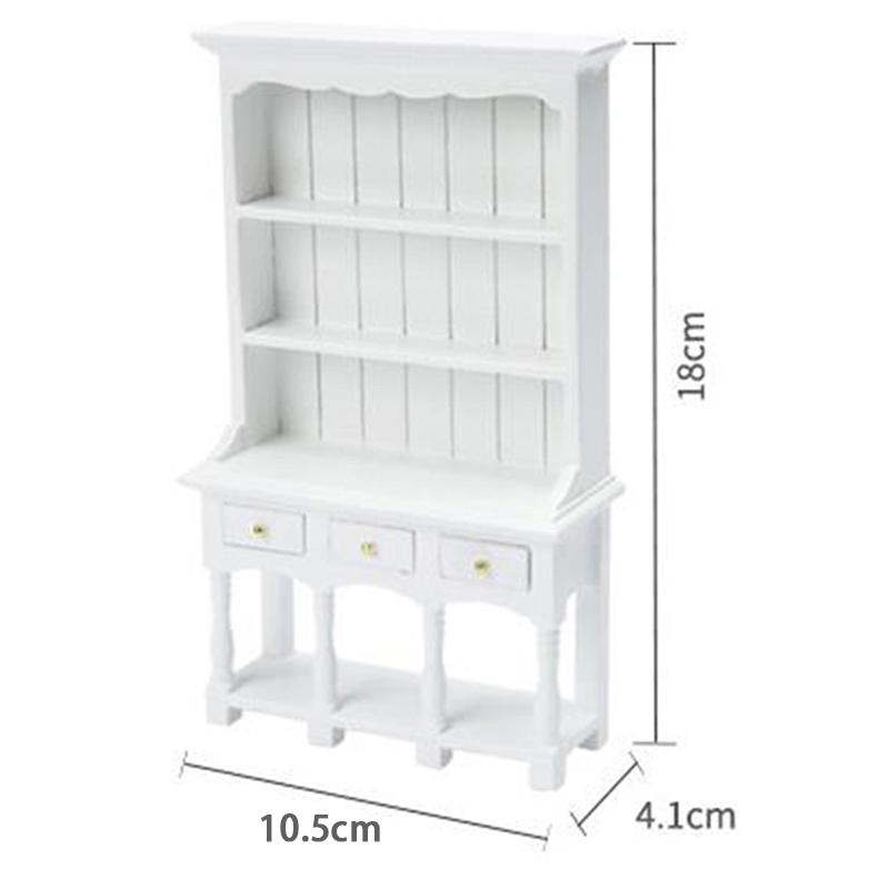 1PC 1:12 Dollhouse Miniature Furniture Haze Blue Double Door Glass Cabinet Cupboard Bookcase Model For Dollhouse Decor DIY Toys