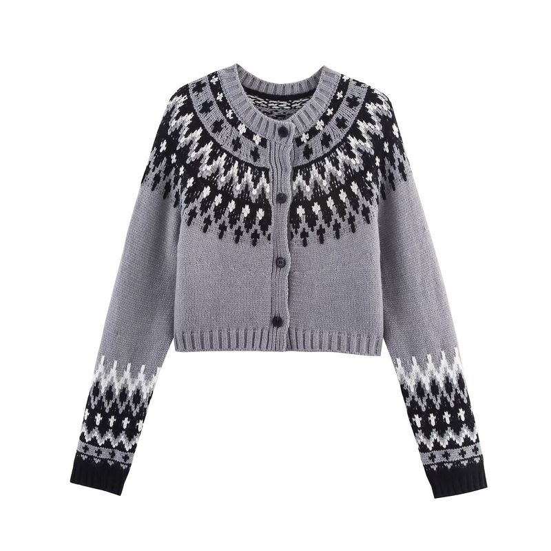 Za New Arrival Women's Clothing ZR Fashion Style Export Fashion All-Match Minimalist Casual Short Jacquard Knitting Cardigan