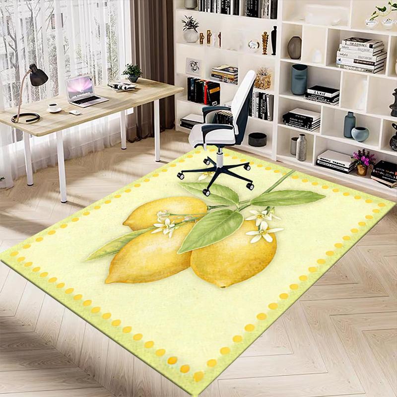 1PC lemon flower Non-Slip Floor Carpet Compatible for Office&Living Room&Bedroom&Dining room - Flat- Soft & Pattern, Vibrant Colors-W267