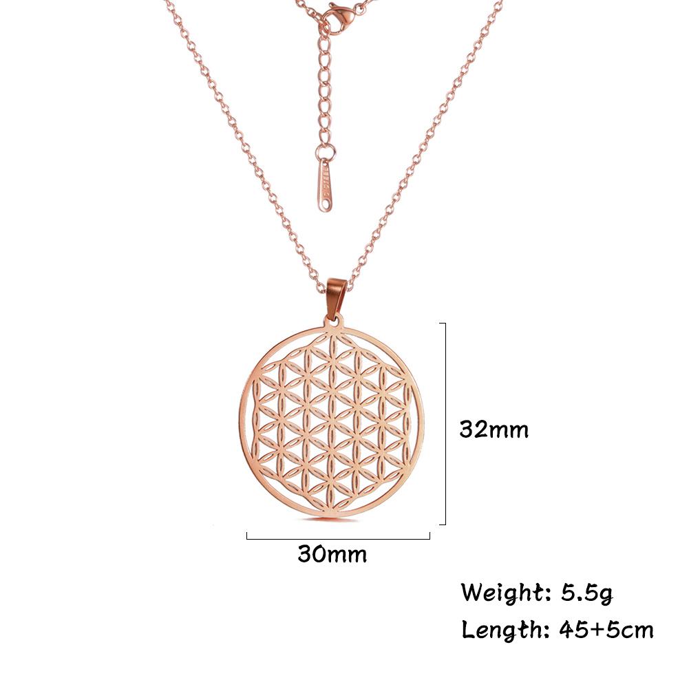 Cazador Chakra Flower of Life Necklaces Mandala Stainless Steel Chain Necklace Amulet Geometric Jewelry for Women