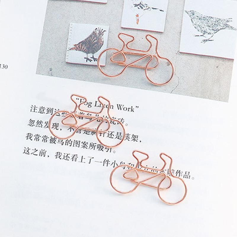 100pc Creative Imitation Gold Bicycle Paper Clip Office Stationery Paper Clip Shaped Metal Bicycle Paper Clip