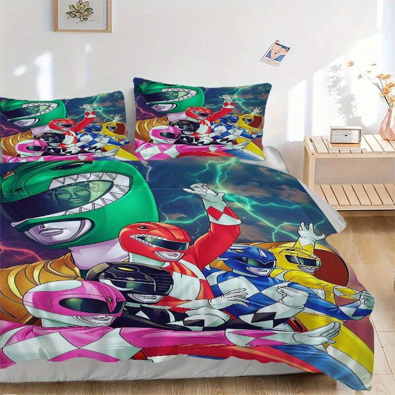 

3pcs Power Rangers Dino Charge Bedding Set - Includes 1 Quilt Cover and 2 Pillowcases, Comfortable Bedding with Stylish Design for Bedroom F060 135x200cm