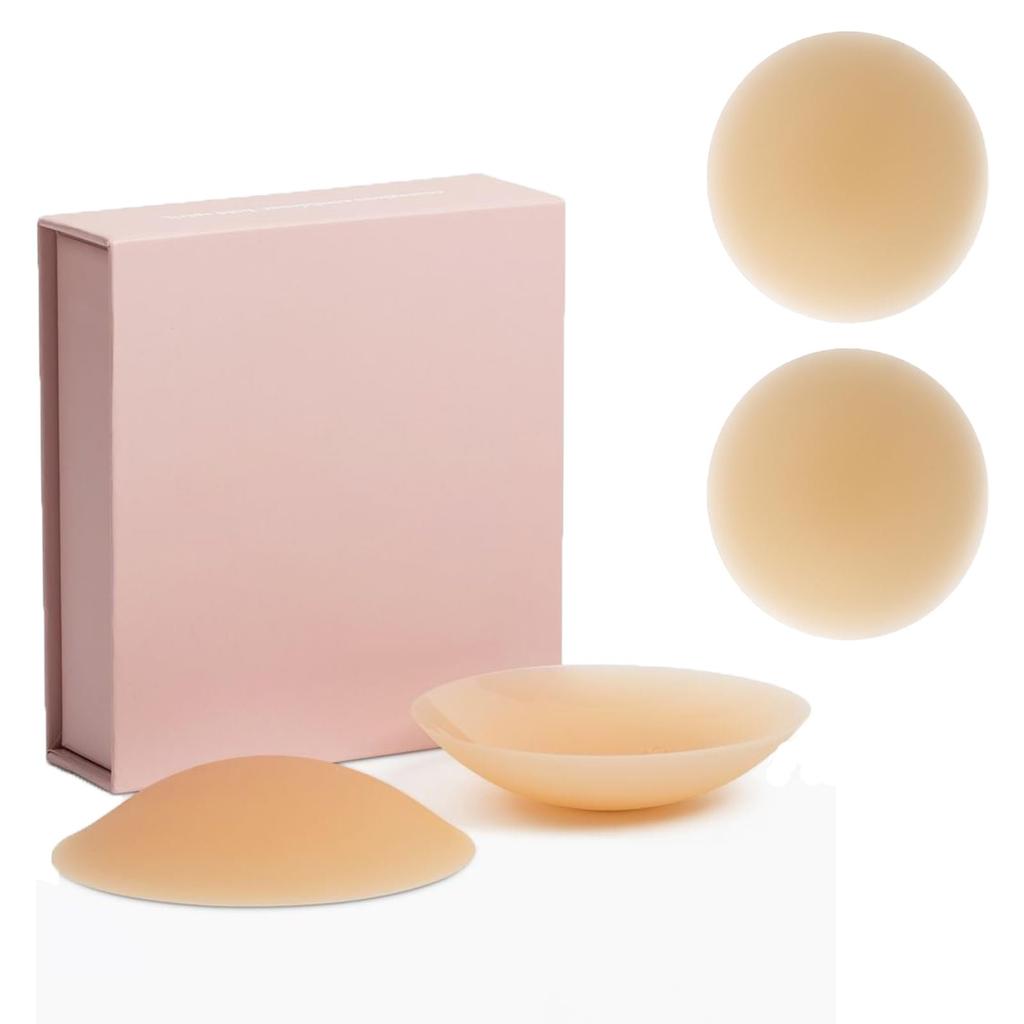 Wiederverwendbare Nippelabdeckungen Pasties Silikon Unsichtbare Brustaufkleber Groß Klebefutter Boob Tape Klebe-BH Für Frauen 2 Stück