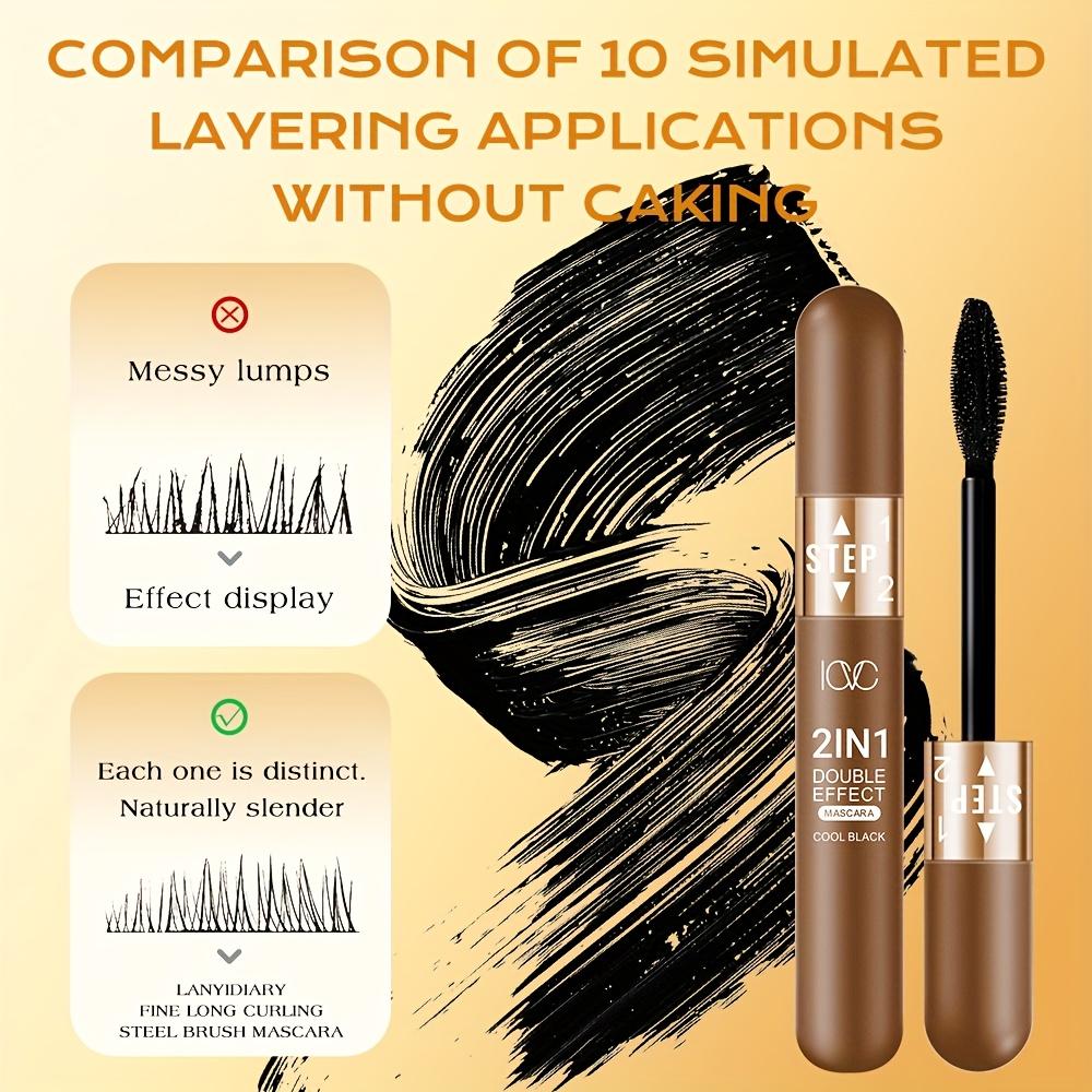 2-In-1 Volumizing Fiber Mascara Enhances The Thickness of Black Lashes,Waterproof/Long-Lasting Without Smudging,Significantly Increases Lash Length