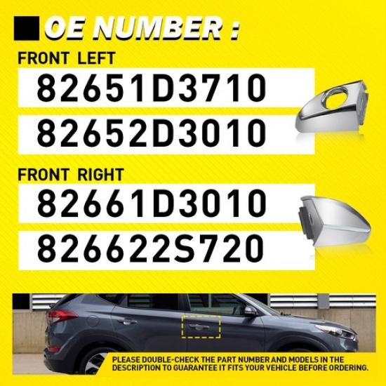 2X Left+Right Front Side Inner Exterior Door Handle For 2016- Hyundai Tucson