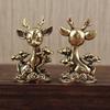 Brass Deer Ornament Hand Polished Tea Pet Statue Cute Animal Decor for Living Room Desk Home Decor