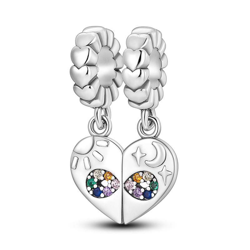 Copper Metal Sister In My Heart Friend Friendship Bead Component Charm Bead Component Compatible With 4MM Hole Diamete Bracelet High Quality Fine