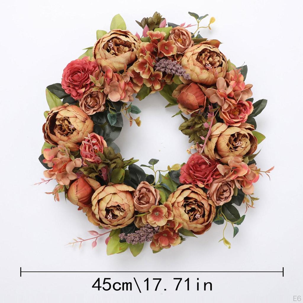 Artificial Peony Wreath Flower Arrangement Sturdy Garland for Anniversary Window