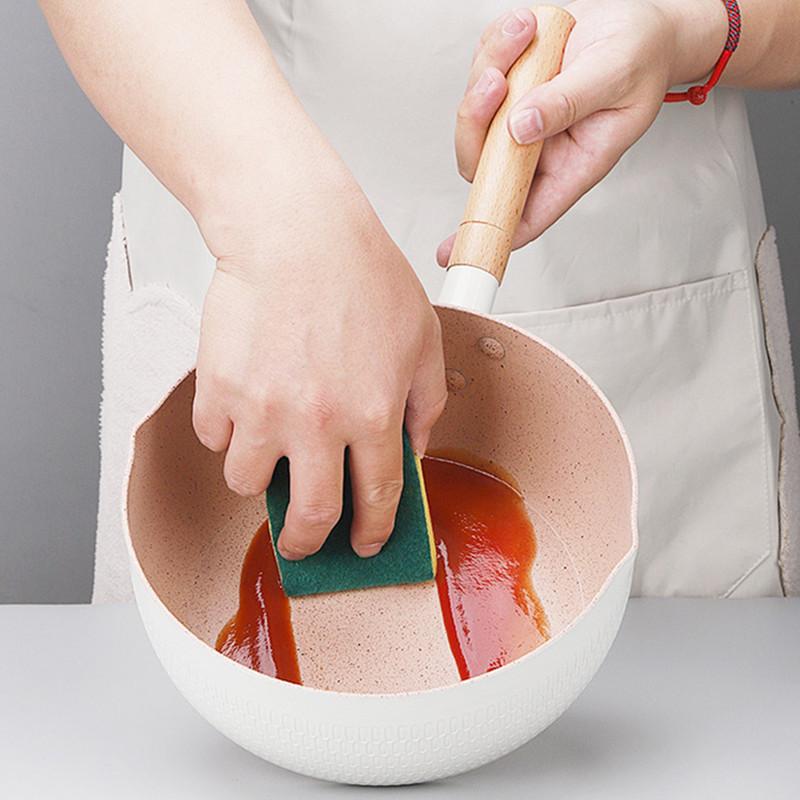 Cratiță antiaderentă de bucătărie cu mâner de lemn Tigaie cu omletă Oale de gătit Supă de lapte Ustensile de bucătărie Aragaz cu inducție universal