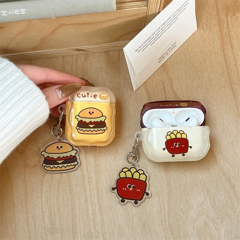 Hamburger Fries Are Suitable for AirPods1 Apple 1/1st Generation Pro1 Bluetooth Wireless Earphone Cover Cartoon Pendant Cute