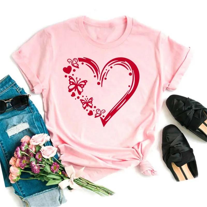 Butterfly Heart Printed T Shirt New Unisex Black T Shirt Harajuku Cute Graphic Tee Shirt Ladies Casual Female Tops Tee