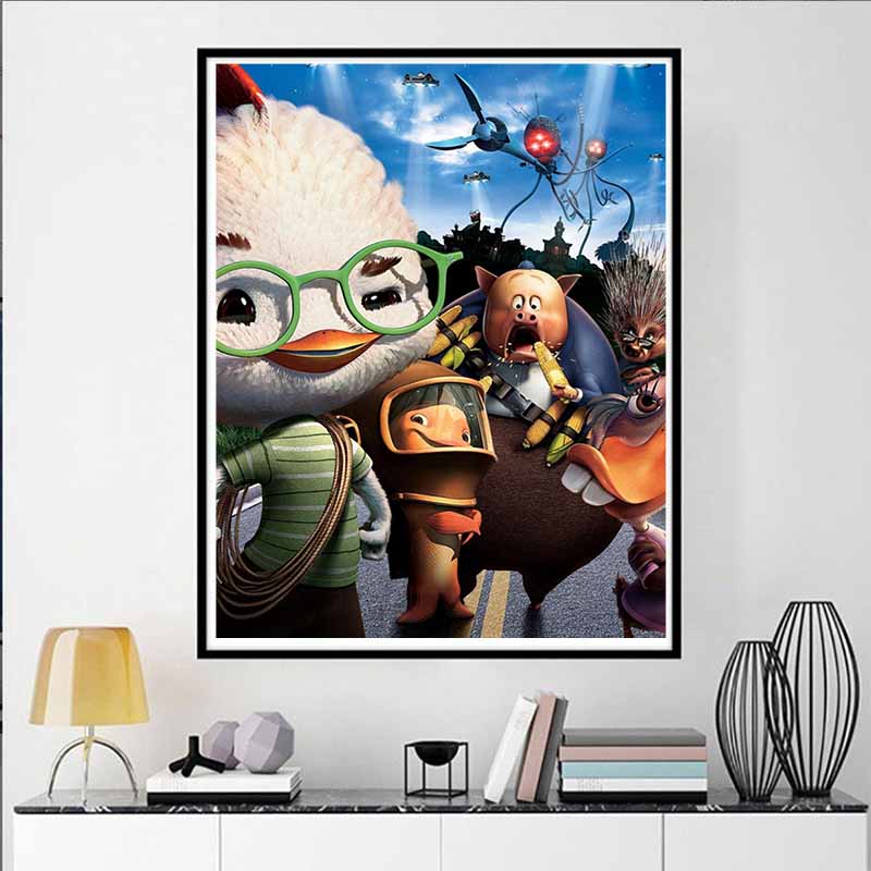 Disney Diamond Painting Chicken The Four Eyed Poster Illustration 5D DIY Full Round Diamond Mosaic Cartoon Embroidery Art Painting Home Decoration