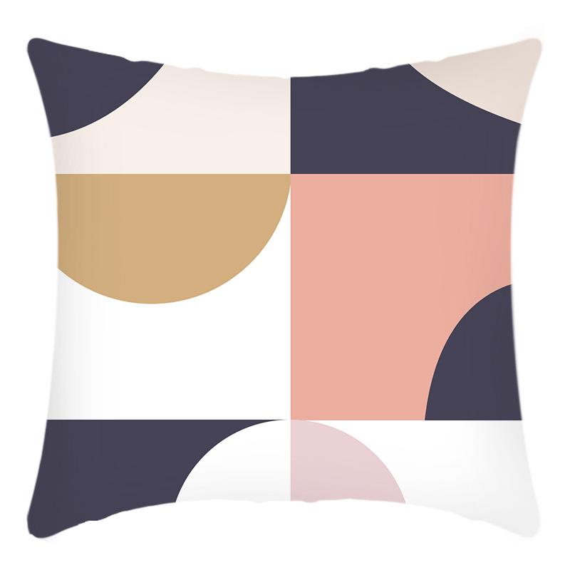 New Art Abstract Print Color Cross Print Line Short Plush Home Sofa Cushion Cover