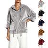Giacca da donna con cappuccio, zip frontale e tasche, a maniche lunghe, per abbigliamento casual