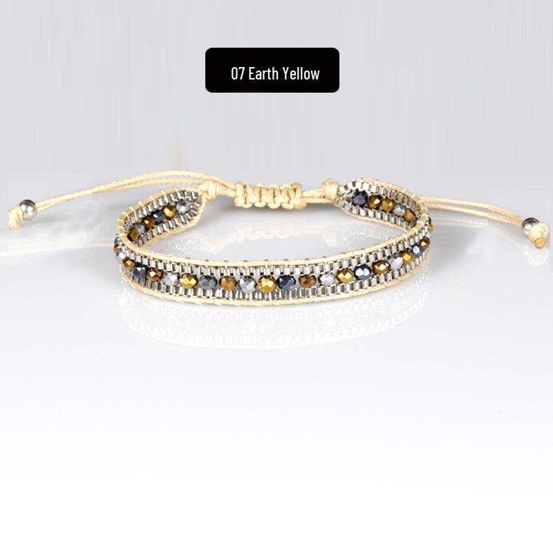 Bohemian Handmade Woven Crystal Beaded Friendship Bracelet for Women