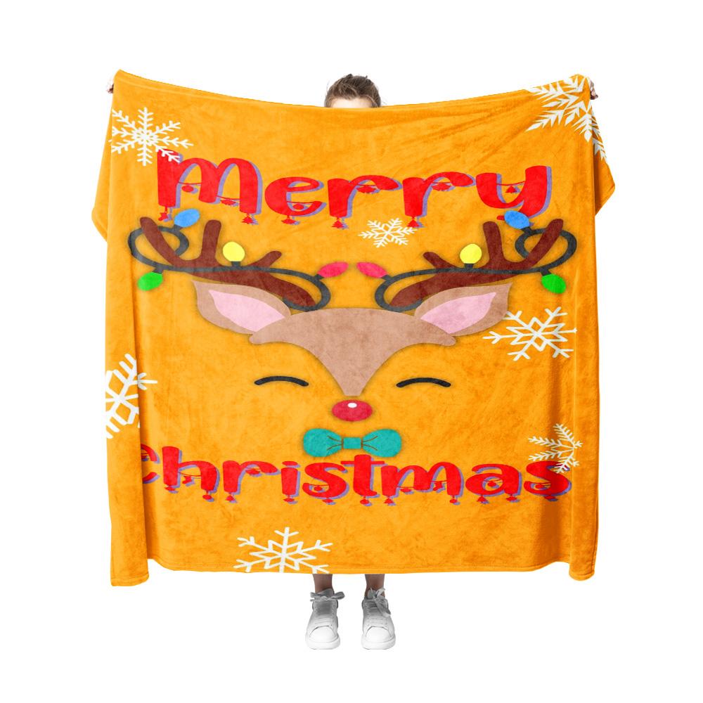 Tuniu Cute Christmas Deer Fleece Blanket Soft Warm Throw Sofa Bed Bedroom Gift Idea