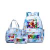 New Printed Rhythm Box Student School Bag Three-piece Casual Sprunki Backpack Crossbody Bag Pencil Bag D