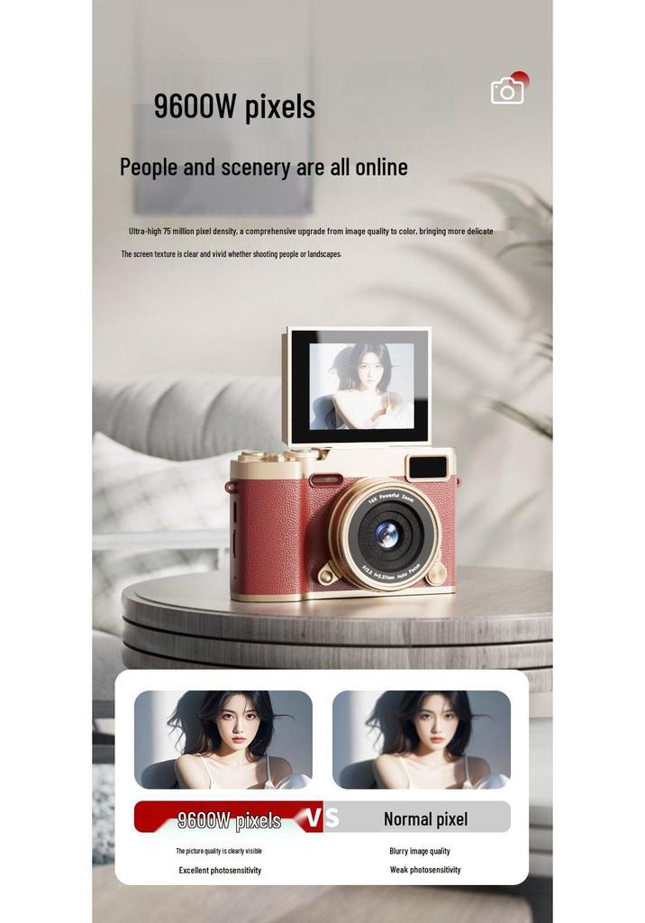 New 9600W Pixel HD Flip Screen Student Selfie Camera