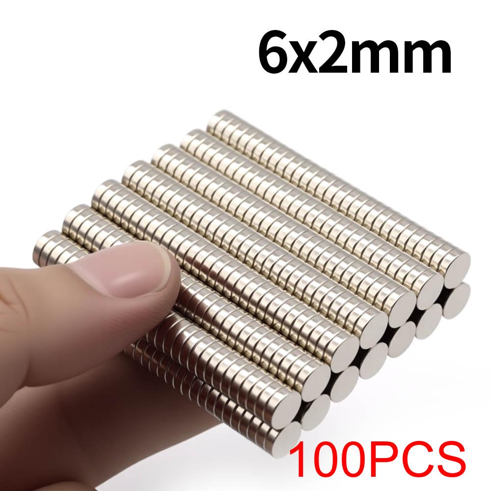 6x2mm Superstarker Neodym-Magnet N35 NdfeB Permanentmagnetische Magnete Rund Leistungsstarke Magnete Kühlschrankmagnet