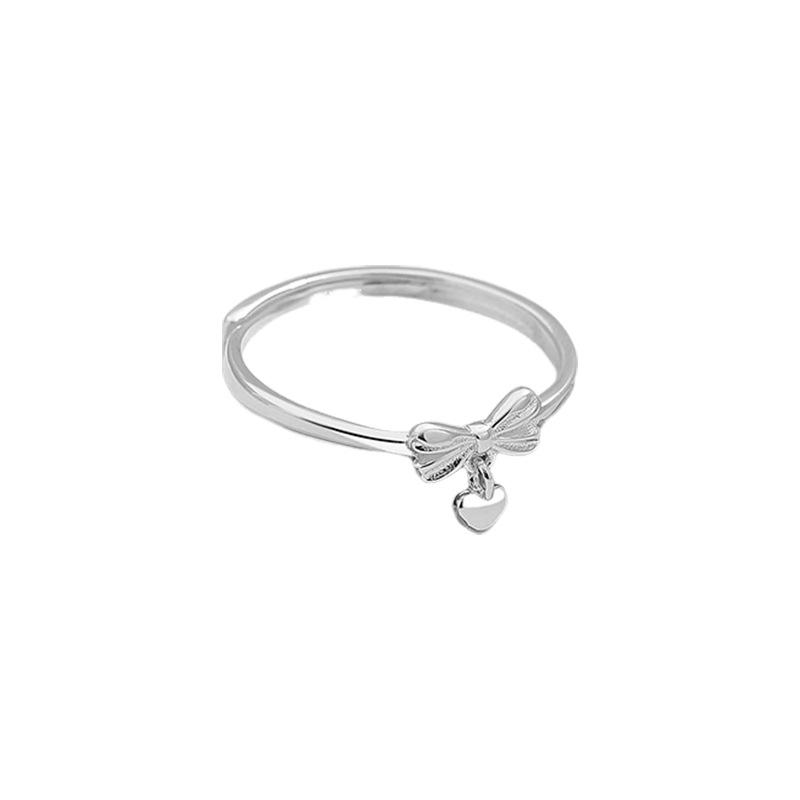 Bow Love Ring Women's Simple Small Fresh and Fashionable Plain Ring Open Ring Jewelry Gift