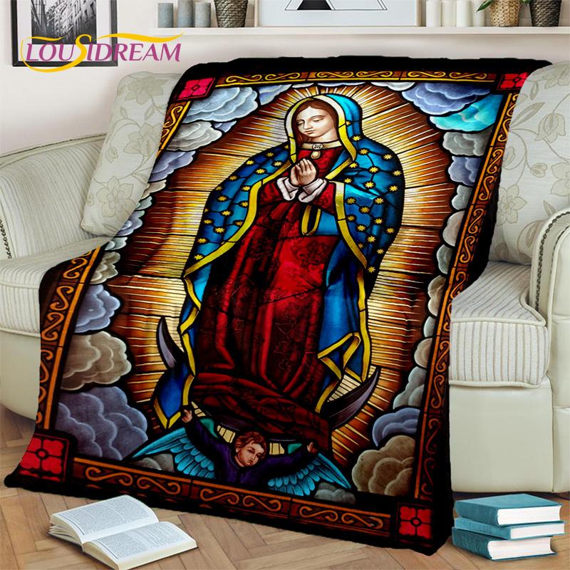 Jesus Blessed Virgin Mary Pray Blanket,Soft Throw Blanket for Home Bedroom Bed Sofa Picnic Travel Office Rest Cover Blanket Kids