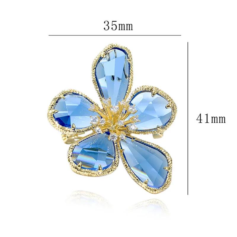 Fashion Luxury Crystal Flower Brooches for Women Corsage Lapel Pins Elegant Wedding Party Jewelry Accessories