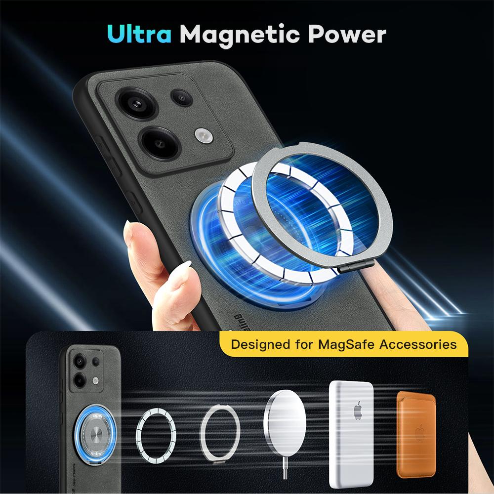 Für POCO X6 X6 Pro Schafsleder Schwenkhalterung Magnetische Weiche Kante Anti-Sturz Anti-Fingerabdruck Handyhülle