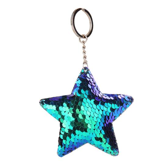 Women Glitter Sequins Star Car Keychain Key Ring Bag Hanging Ornament Pendant